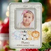 Safari Animals Baby's First Rahmen-Ornament Silber