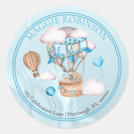 Safari Animals Balloons Baby Dusche Rücksendeadres Runder Aufkleber