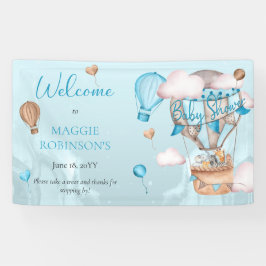 Safari Animals Balloons Blue Boy Baby Dusche Banner