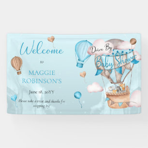 Safari Animals Balloons Drive By Boy Baby Shooter Banner