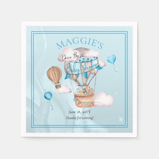 Safari Animals Balloons Drive By Boy Baby Shooter Serviette (Vorderseite)