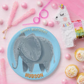 Safari animals birthday elephant kid custom pappteller (Party)