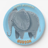Safari animals birthday elephant kid custom pappteller (Vorderseite)