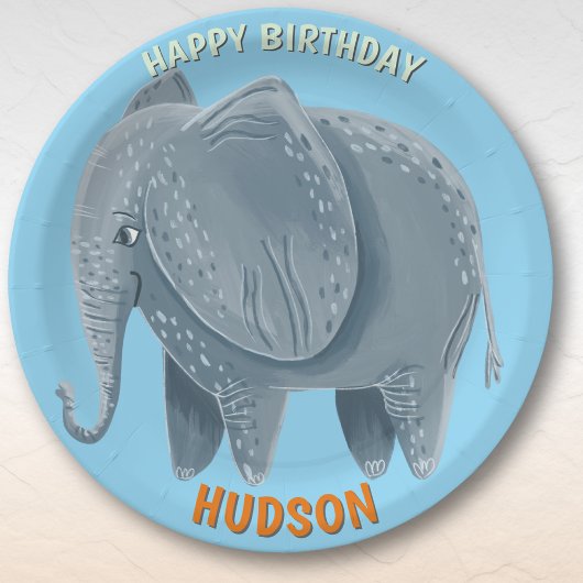 Safari animals birthday elephant kid custom pappteller