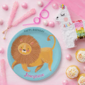 Safari animals birthday lion girl pappteller (Party)