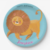 Safari animals birthday lion girl pappteller (Vorderseite)