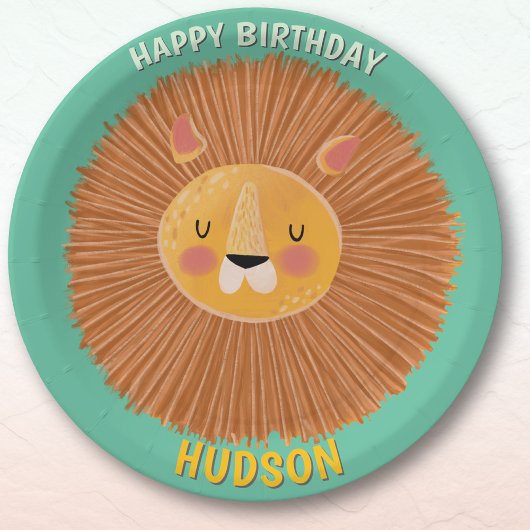 Safari animals birthday lion kid custom pappteller
