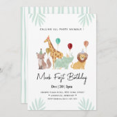 Safari Animals Birthday party Einladung (Vorne/Hinten)