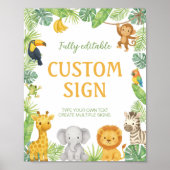 Safari Animals Birthday Party Table Sign Poster (Vorne)