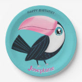 Safari animals birthday toucan girl pappteller (Vorderseite)