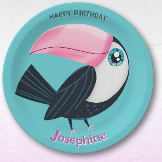 Safari animals birthday toucan girl pappteller