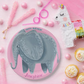 Safari animals birthday watercolor elephant girl pappteller (Party)