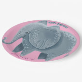 Safari animals birthday watercolor elephant girl pappteller (Schrägansicht)