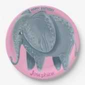 Safari animals birthday watercolor elephant girl pappteller (Vorderseite)