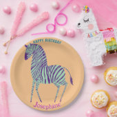 Safari animals birthday zebra girl pappteller (Party)