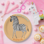 Safari animals birthday zebra kid custom pappteller (Party)