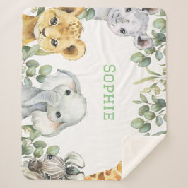 Safari Animals Blanket Sherpadecke