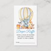 Safari Animals Blue Balloon Dusche Windeln Raffle Begleitkarte (Vorderseite)