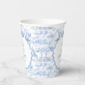 Safari Animals Blue Toile de Jouy Baby Dusche Pappbecher (Rechts)