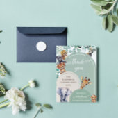 Safari Animals Bohemisch Botanical Baby Shower Dankeskarte