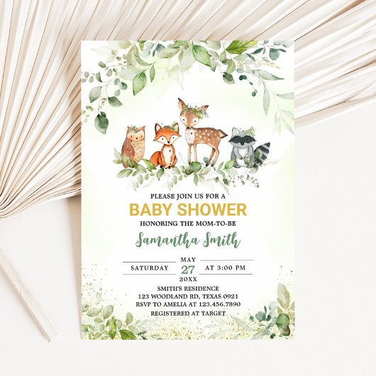 Safari Animals Botanical Baby Shower Einladung