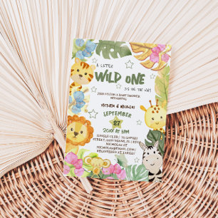 Safari Animals Botanical Baby Shower Einladung