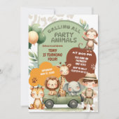 Safari Animals Boy Adventure Geburtstag Einladung (Vorderseite)