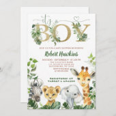 Safari Animals Boy Baby Shower Einladung (Vorne/Hinten)