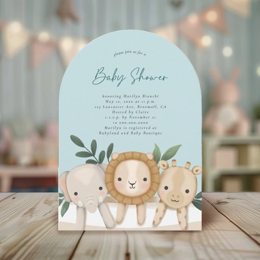 Safari Animals Boy Baby Shower Einladung