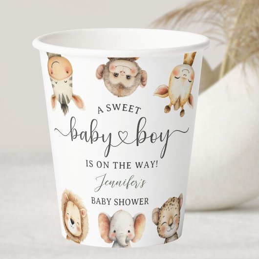 Safari Animals Boy Baby Shower Tropical Jungle Pappbecher