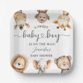 Safari Animals Boy Baby Shower Tropical Jungle Pappteller (Vorderseite)