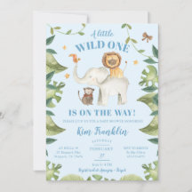 Safari Animals Boy Baby Shower Wild One Einladung
