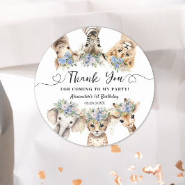 Safari Animals Boy Birthday Classic Round Classic Runder Aufkleber