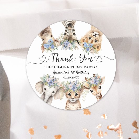 Safari Animals Boy Birthday Classic Round Classic Runder Aufkleber