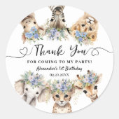Safari Animals Boy Birthday Classic Round Classic Runder Aufkleber (Vorderseite)