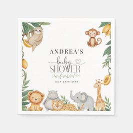 Safari Animals Calligraphy Baby Shower Serviette