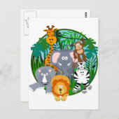 Safari Animals Cartoon Postkarte (Vorne/Hinten)