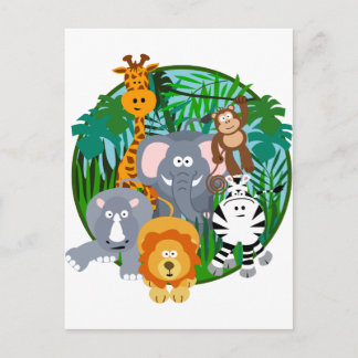 Safari Animals Cartoon Postkarte