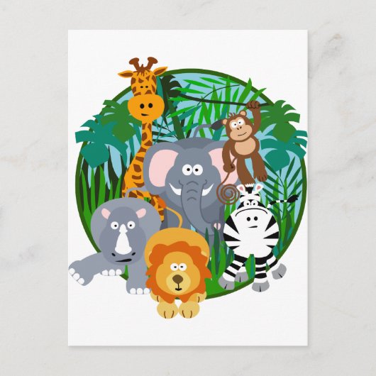Safari Animals Cartoon Postkarte (Vorderseite)