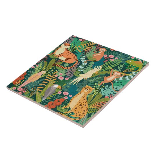 Safari animals colorful pattern ceramic tile fliese (Seite)