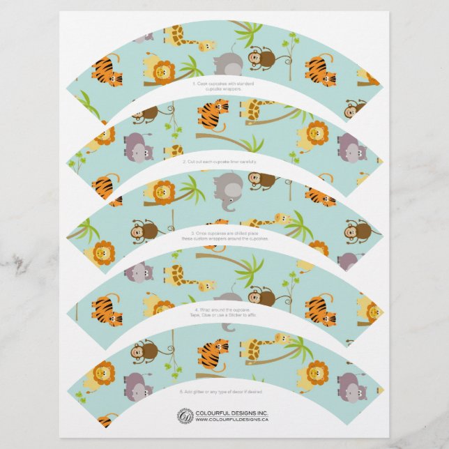 Safari Animals Cupcake Wrappers (Vorderseite)