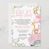 Safari Animals Drive by Baby Shower Einladungen (Vorderseite)