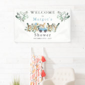 Safari Animals Drive by Baby Shower Green Gold Banner (Insitu)