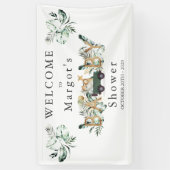 Safari Animals Drive by Baby Shower Green Gold Banner (Vertikal)