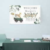 Safari Animals Drive by Baby Shower Green Gold Banner (Messeveranstaltung)