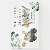 Safari Animals Drive by Baby Shower Green Gold Banner (Vertikal)
