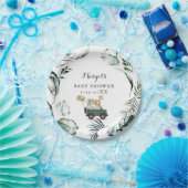 Safari Animals Drive by Baby Shower Green Gold Pappteller (Party)