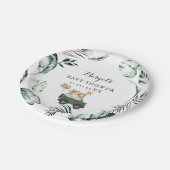 Safari Animals Drive by Baby Shower Green Gold Pappteller (Schrägansicht)