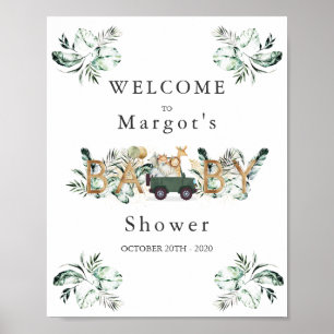 Safari Animals Drive by Baby Shower Greenerity Gol Poster