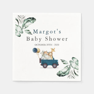 Safari Animals Drive by Baby Shower Greenerity Gol Serviette
